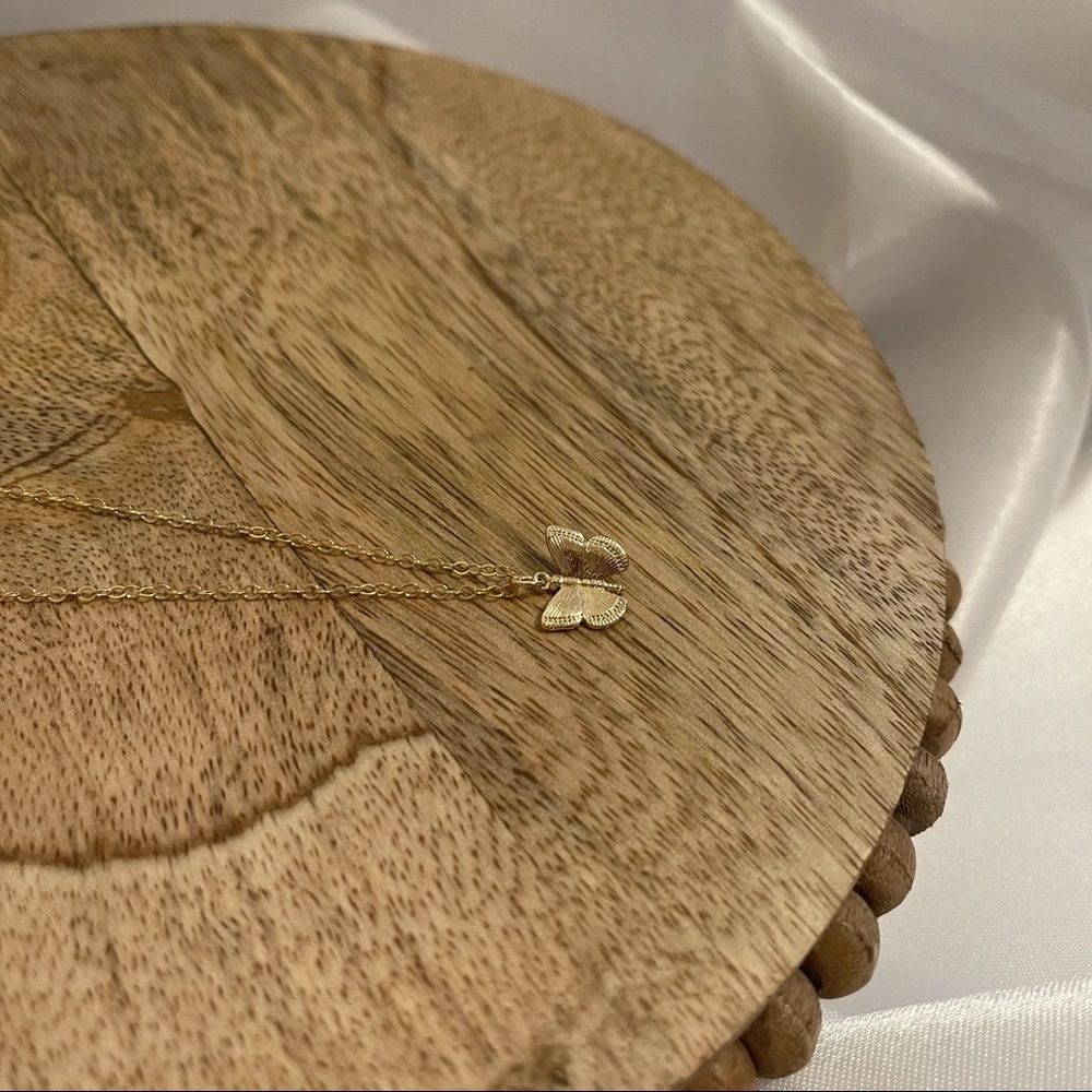 SOLD • Butterfly 3D Gold Charm Necklace - Picture 9 of 10